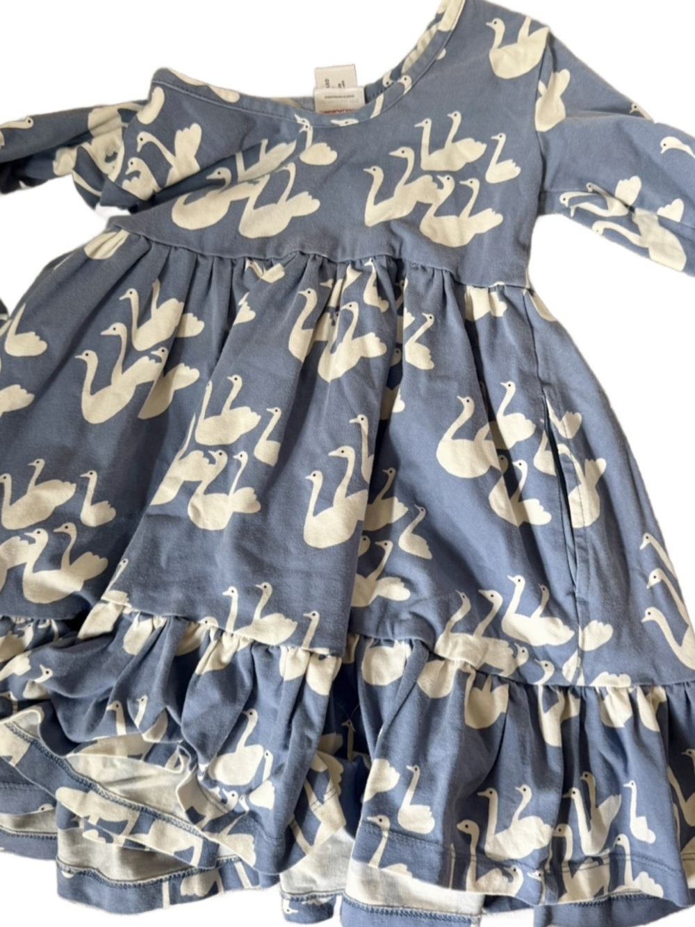 Hanna Andersson Blue Swan Print Long Sleeve Dress - Picture 3 of 3